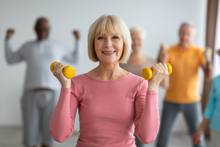 Seniors exercise class